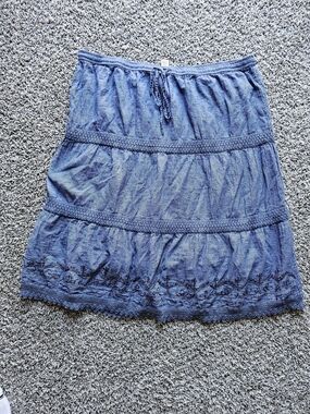 Studio West Apparel Blue Tiered Embroidered Skirt - Unbranded